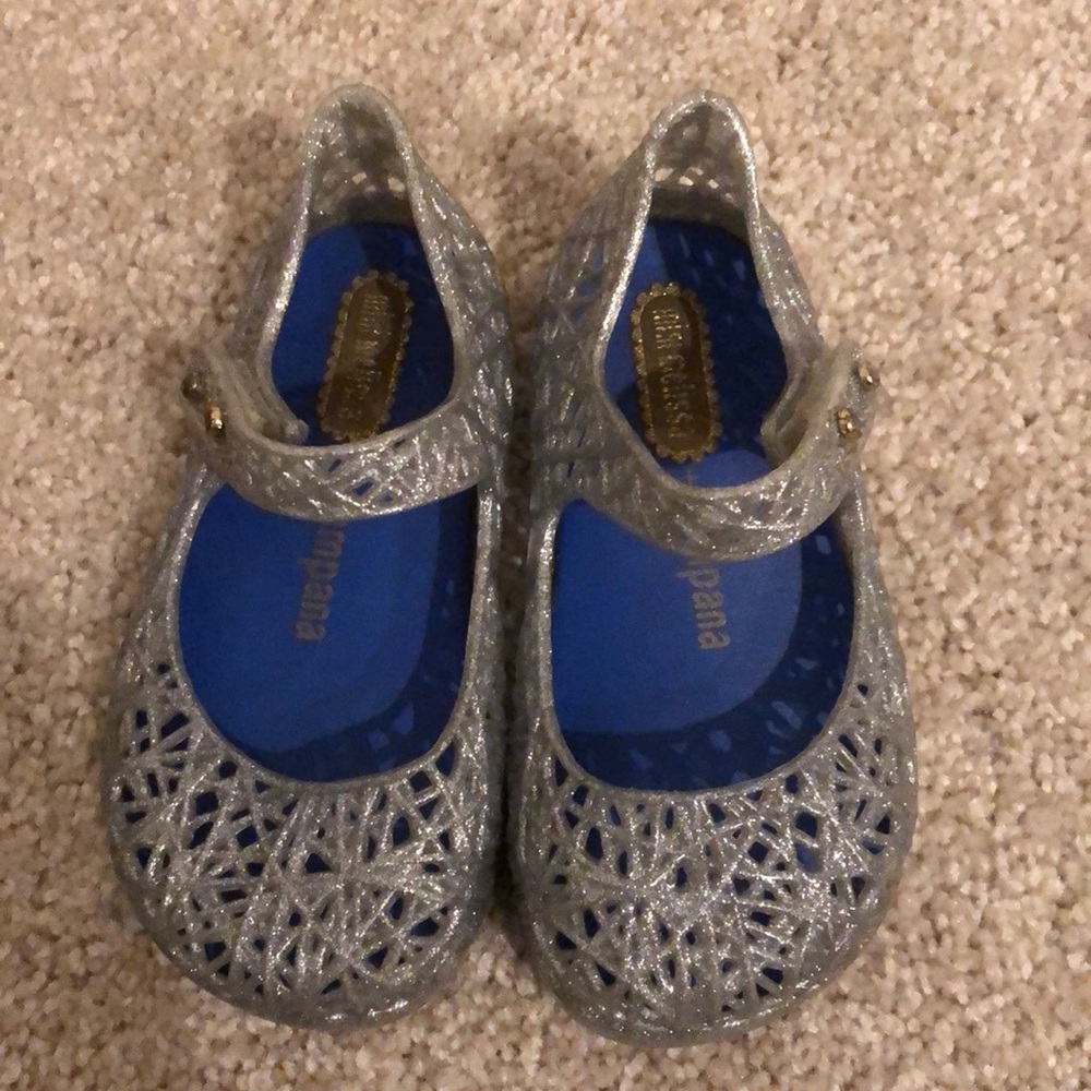 Mini Melissa zig zag campana silver glitter 6 US